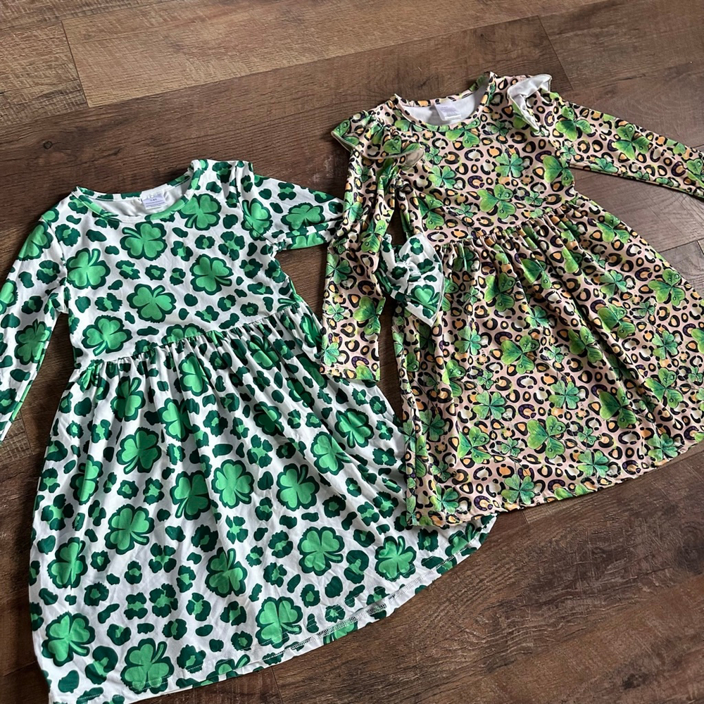 Girls St. Patricks day Casual Dress 7 set (2) Shamrock